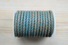 Rondgevlochten leer 6 mm Vintage Turquoise per 10 cm