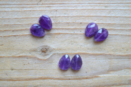 Amethist gefacetteerde platte druppels ca. 10 x 14 mm per 2