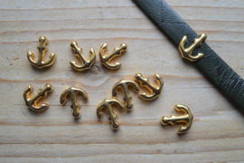 Goudkleurige metalen leerschuif anker 10 mm ca. 13  x 15 mm per stuk