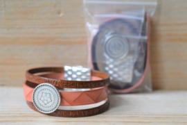 DIY Pakket Armband met magneet en schuiver roze/ bruin