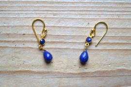 Verguld Sterling zilver Oorbellen met Lapis Lazuli