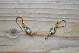 Verguld Sterling zilver Oorbellen met Blauwe Topaas