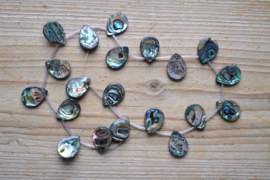 Abalone schelp platte side drilled druppels ca. 15 x 20 mm