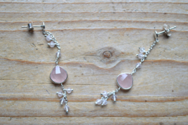 Sterling zilver Oorstekers met Rozenkwarts