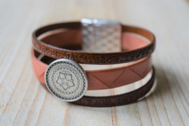 DIY Pakket Armband met magneet en schuiver roze/ bruin