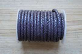 Rondgevlochten leer 6 mm Donkerpaars per 10 cm