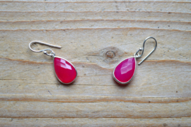 Sterling zilver Oorbellen met Fuchsia Agaat