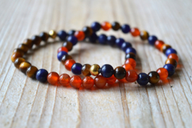 Armband Carneool-Sodaliet-Tijgeroog 6 mm