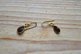 Verguld Sterling zilver Oorbellen met Rookkwarts