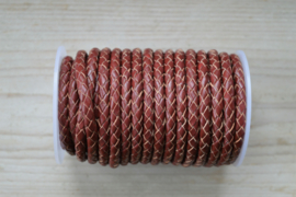 Rondgevlochten leer 5 mm Bordeaux per 10 cm