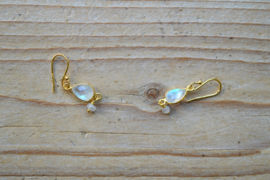 Verguld Sterling zilver Oorbellen met Maansteen