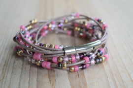 DIY Pakket Armband 3-Wikkelarmband Roze/Champagne