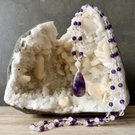 Bergkristal-Rozenkwarts-Amethist Mala