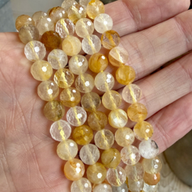 Limonit Quartz/Golden Healer facettierte runde Perlen ca. 8 mm