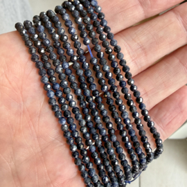 Saffier gefacetteerde ronde kralen ca. 3 mm (seedbeads)
