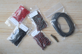 DIY Pakket Armband 3-Wikkelarmband Rood/Zwart