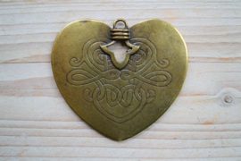 Bronzen hanger hart groot ca. 72 x 81 mm