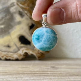 Hanger Larimar in sterling zilver ca. 24 x 29 mm