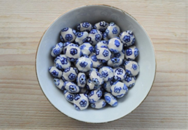 Delft Blaue Perle mit Blumen ca. 16 x 16 mm (pro Stück)