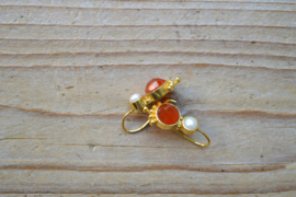 Verguld Sterling zilver Oorbellen met Carneool en Zoetwaterparel
