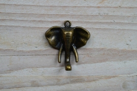 Bronskleurige hanger olifant klein ca. 33 x 35 mm