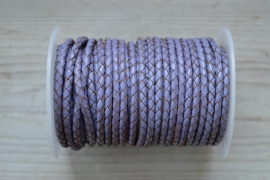 Rundgeflochtenes leder 4 mm Lavendel pro 10 cm