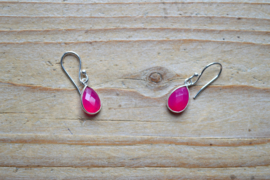 Sterling zilver Oorbellen met Fuchsia Agaat
