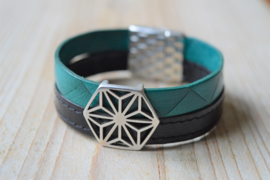 DIY Pakket Armband met magneet en schuiver Turquoise/Zwart