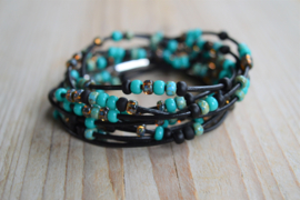 Diy Pakket Armband 3-Wikkelarmband Turquoise/Zwart