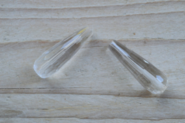 Bergkristal  gefacetteerde ronde druppels A klasse ca. 10 x 30 mm per 2