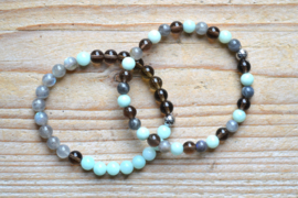 Armband Rookkwarts-Amazoniet-Labradoriet 6 mm