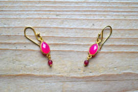 Verguld Sterling zilver Oorbellen met Fuchsia Agaat