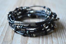 DIY Pakket Armband 3-Wikkelarmband Zwart/Zilver