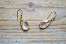 Verguld Sterling zilver Oorbellen met Rozenkwarts
