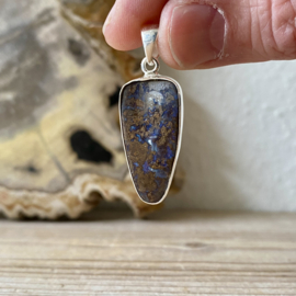 Hanger Boulder Opaal in sterling zilver ca. 16 x 37 mm