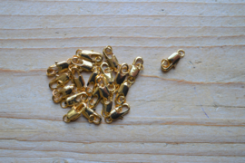 Goudkleurige karabijnslotjes ca. 6 x 12 mm per 3 stuks