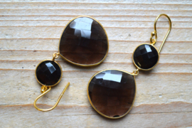 Verguld Sterling zilver Oorbellen met Rookkwarts