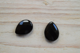 Onyx gefacetteerde platte druppel ca. 13 x 18 mm per 2