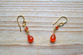 Verguld Sterling zilver Oorbellen met Carneool