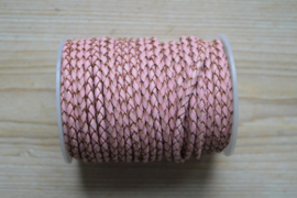 Rundgeflochtenes leder 4 mm Rose pro 10 cm