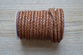 Rondgevlochten leer 5 mm Vintage Bruin per 10 cm