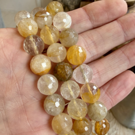 Limonit Quartz/Golden Healer facettierte runde Perlen ca. 12 mm