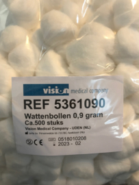 Wattenbollen 0,9 gram - 500 stuks per zak