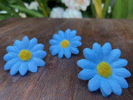 Kunstbloemen mini margriet blauw, diameter 4 cm