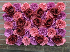 Flowerwall/bloemenmuur voorbeeld paneel pioenrozen 40x60 cm