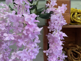 Kunstbloemen takken goudenregen zachte lila kleur 55 cm