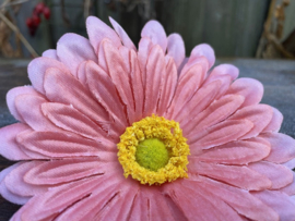 Kunstbloemen gerbera zalm roze, diameter 12 cm