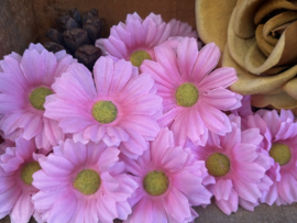 Kunstbloemen madeliefjes roze, diameter 5,5 cm