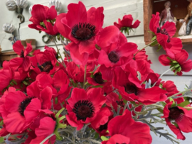 Kunstbloemen klaprozen 6 bloemen per tak hoogte 78 cm