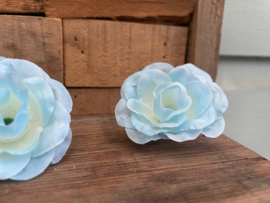 Kunstbloemen roosjes lichtblauw diameter 5 cm